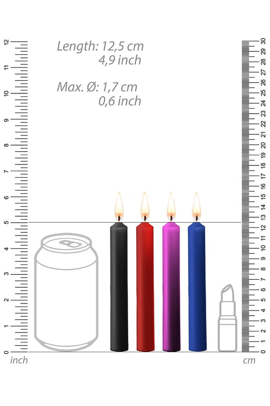 Kit 4 bougies basse températures colorées pour jeux SM - Ouch!