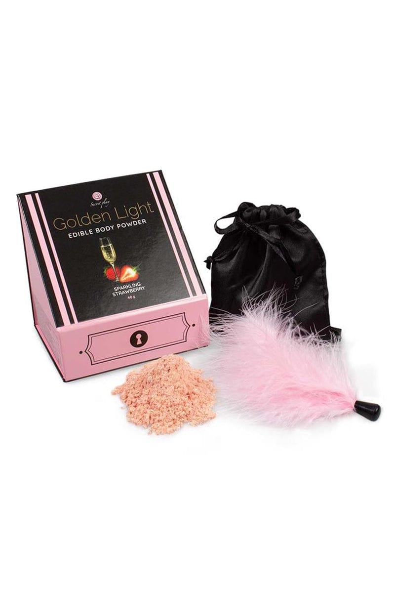 Kit coquin poudre comestible vin pétillant à la fraise et plumeau - Secret Play