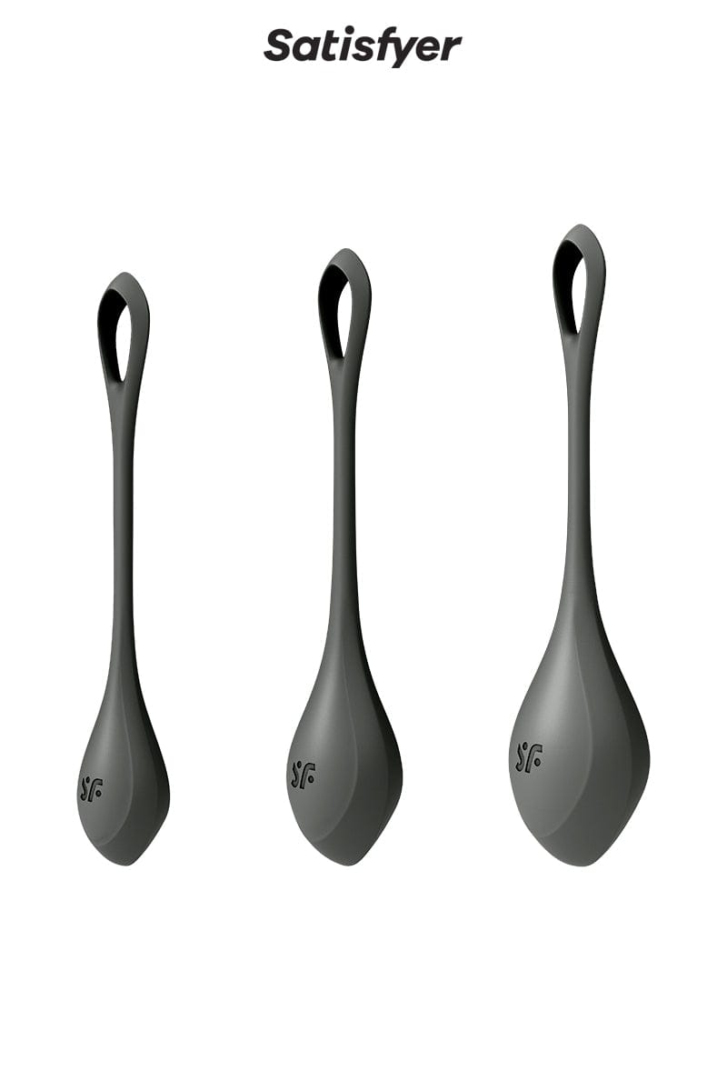 Kit d'entrainement pelvien 3 balles de kegel Yoni Power 2 noir - Satisfyer