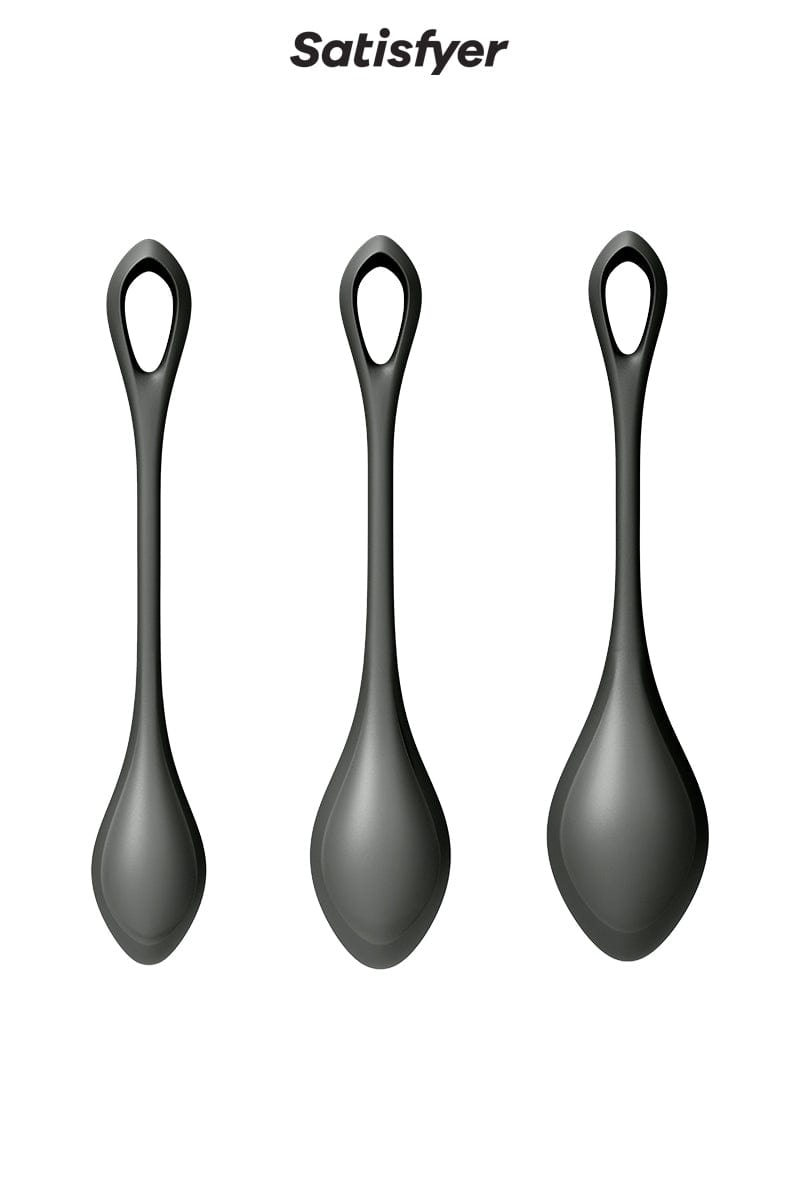 Kit d'entrainement pelvien 3 balles de kegel Yoni Power 2 noir - Satisfyer