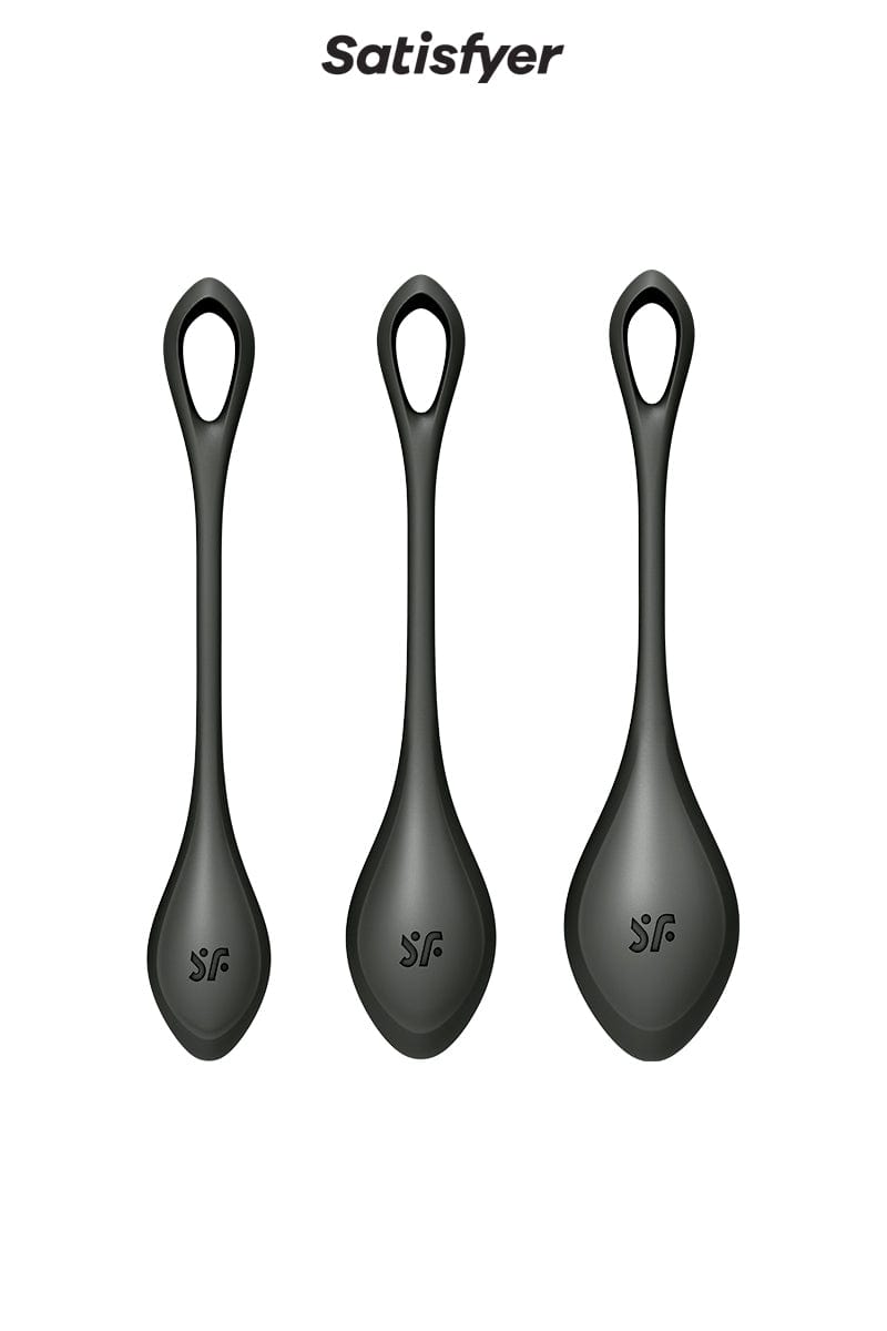 Kit d'entrainement pelvien 3 balles de kegel Yoni Power 2 noir - Satisfyer