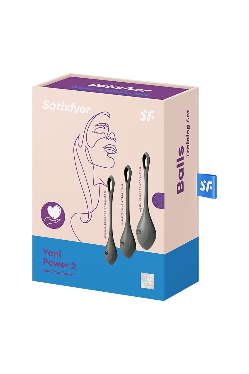 Kit d'entrainement pelvien 3 balles de kegel Yoni Power 2 noir - Satisfyer