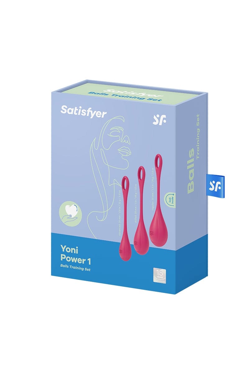 Kit d'entrainement pelvien 3 pièces Yoni Power 1 rouge 22 à 74g - Satisfyer