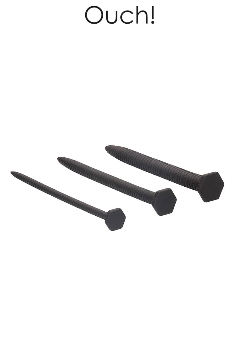 Kit de 3 plugs urétraux grandes vis en silicone épaisseur différentes - Ouch!