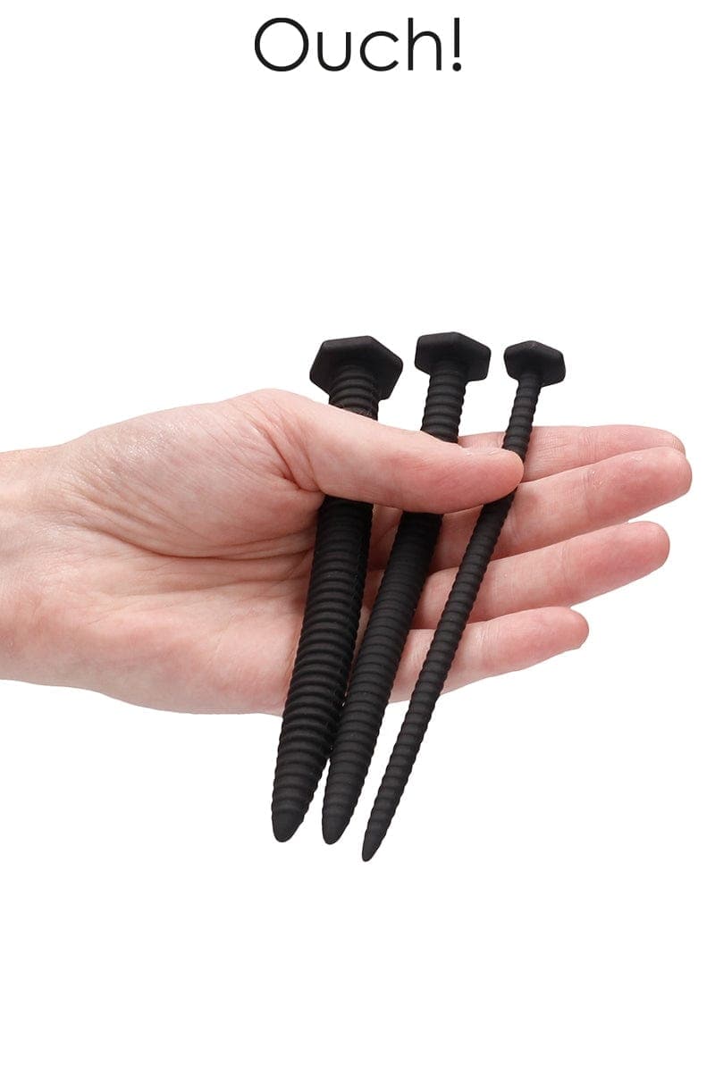 Kit de 3 plugs urétraux grandes vis en silicone épaisseur différentes - Ouch!