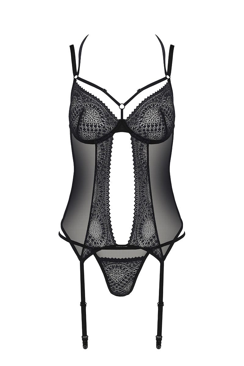Lingerie charme 2 pièces guêpière en dentelle et string Drosera - Passion ECO Collection