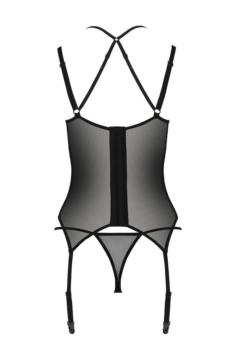 Lingerie charme 2 pièces guêpière en dentelle et string Drosera - Passion ECO Collection