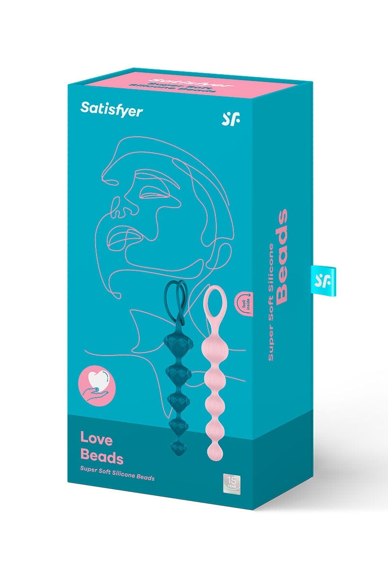 Lot de 2 chapelets anal en silicone doux Love beads colorées - Satisfyer