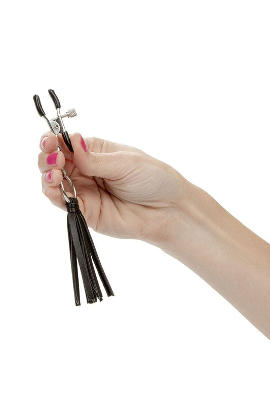 Lot de 2 pinces à tétons avec pompons homme et femme bdsm - Calexotics