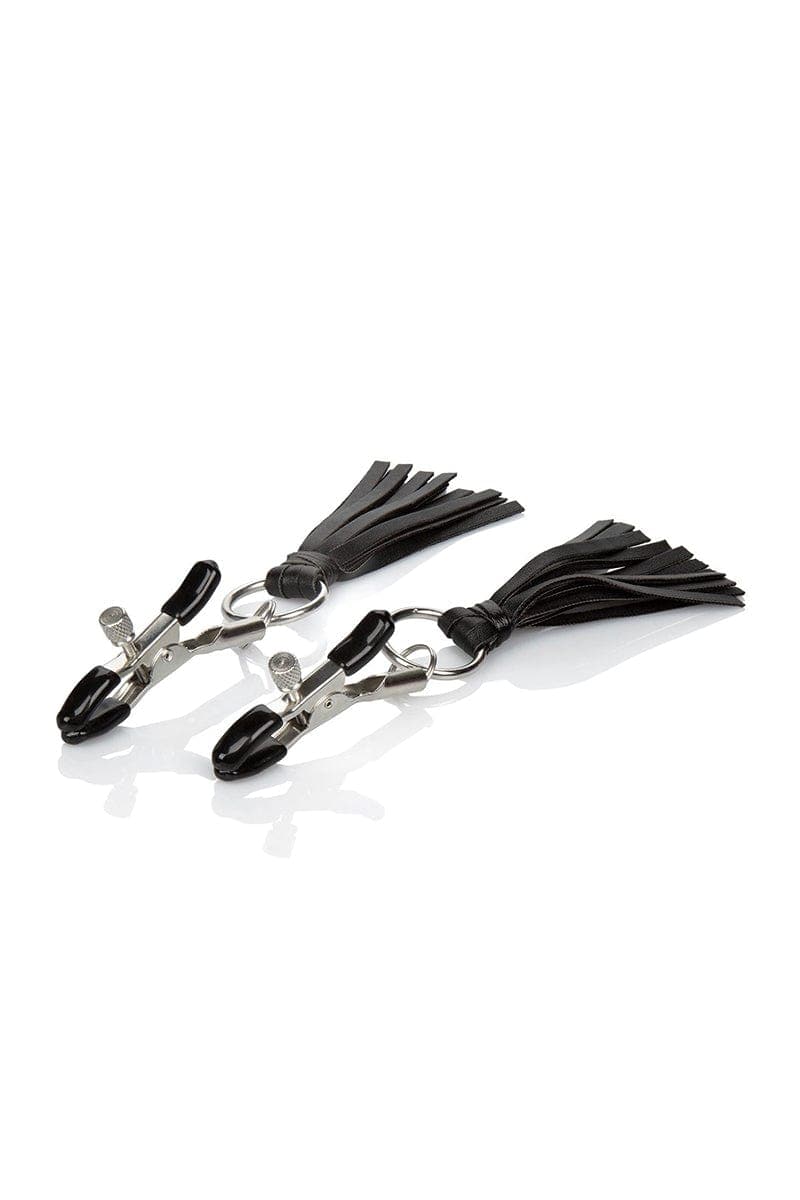 Lot de 2 pinces à tétons avec pompons homme et femme bdsm - Calexotics