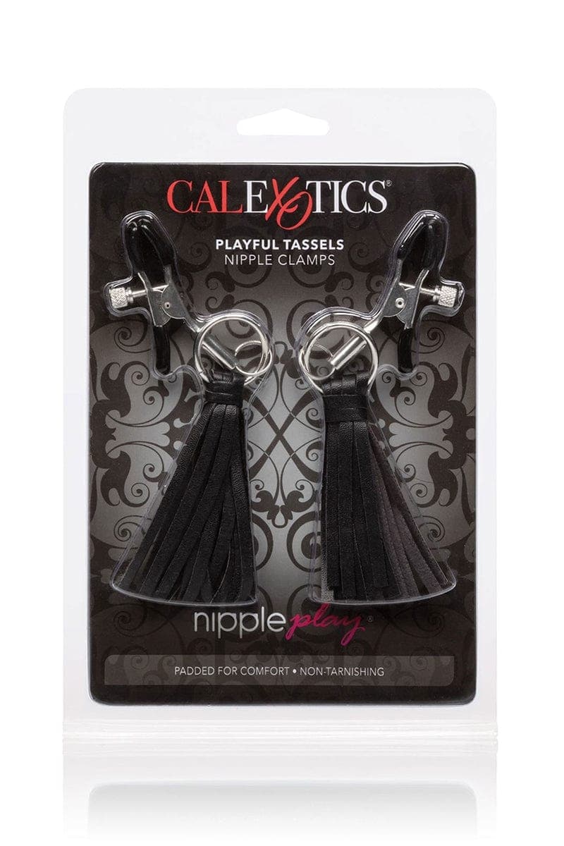 Lot de 2 pinces à tétons avec pompons homme et femme bdsm - Calexotics
