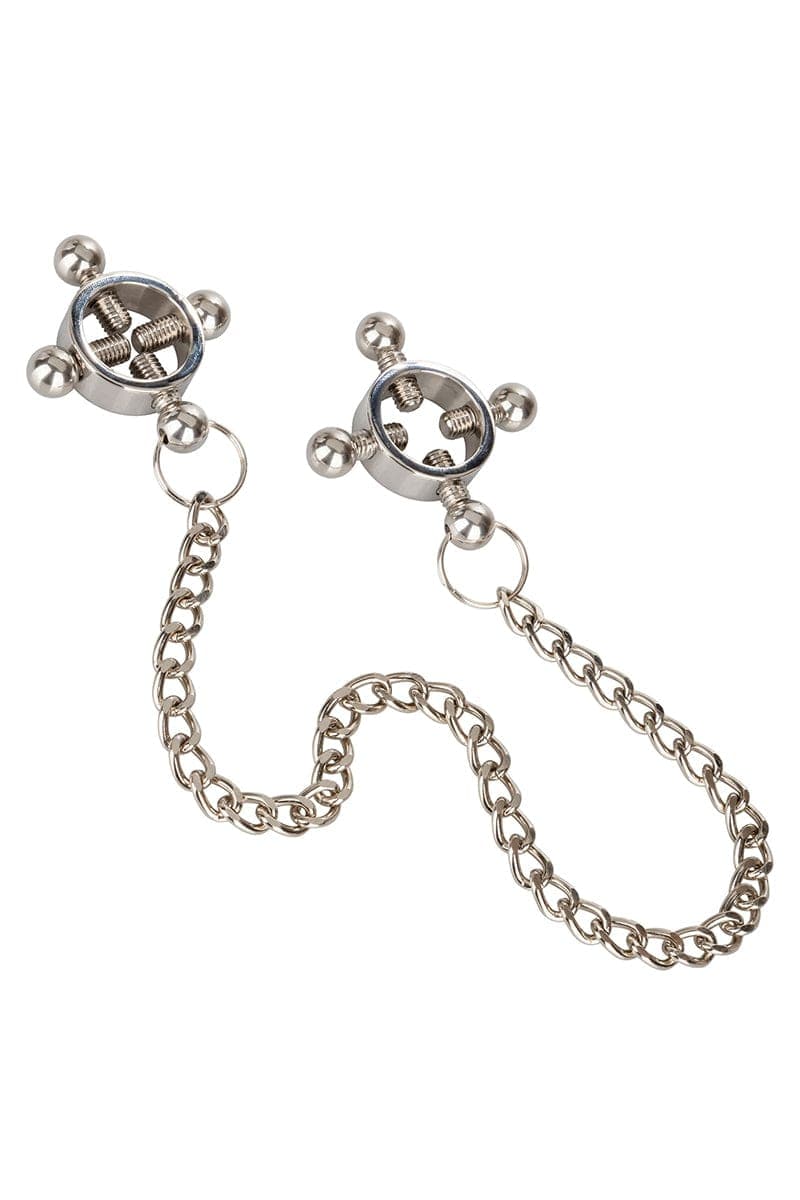 Lot de 2 pinces à tétons réglables 4 points & chaine acier inoxydable - Calexotics