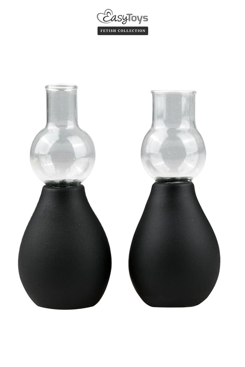 Lot de 2 suceurs de tétons noir pour durcissement stimulateur tétons - EasyToys