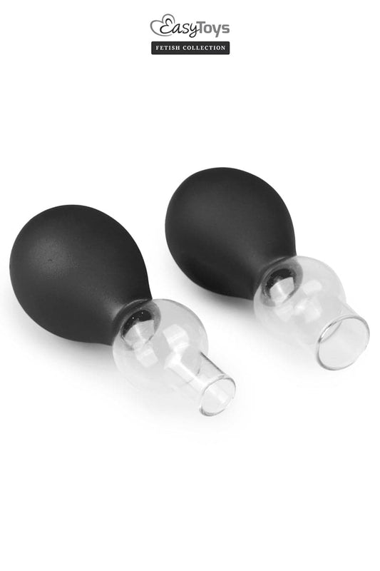 Lot de 2 suceurs de tétons noir pour durcissement stimulateur tétons - EasyToys