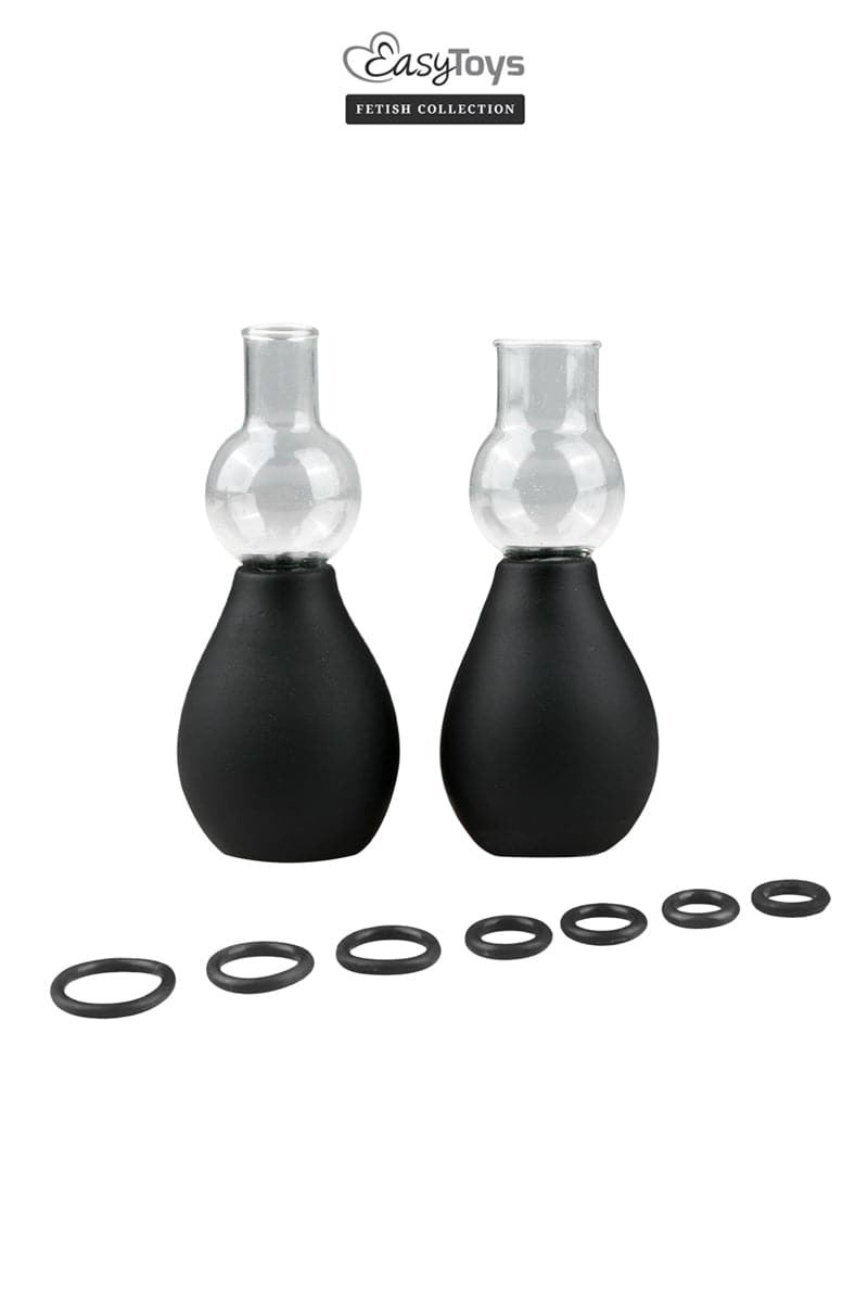 Lot de 2 suceurs de tétons noir pour durcissement stimulateur tétons - EasyToys