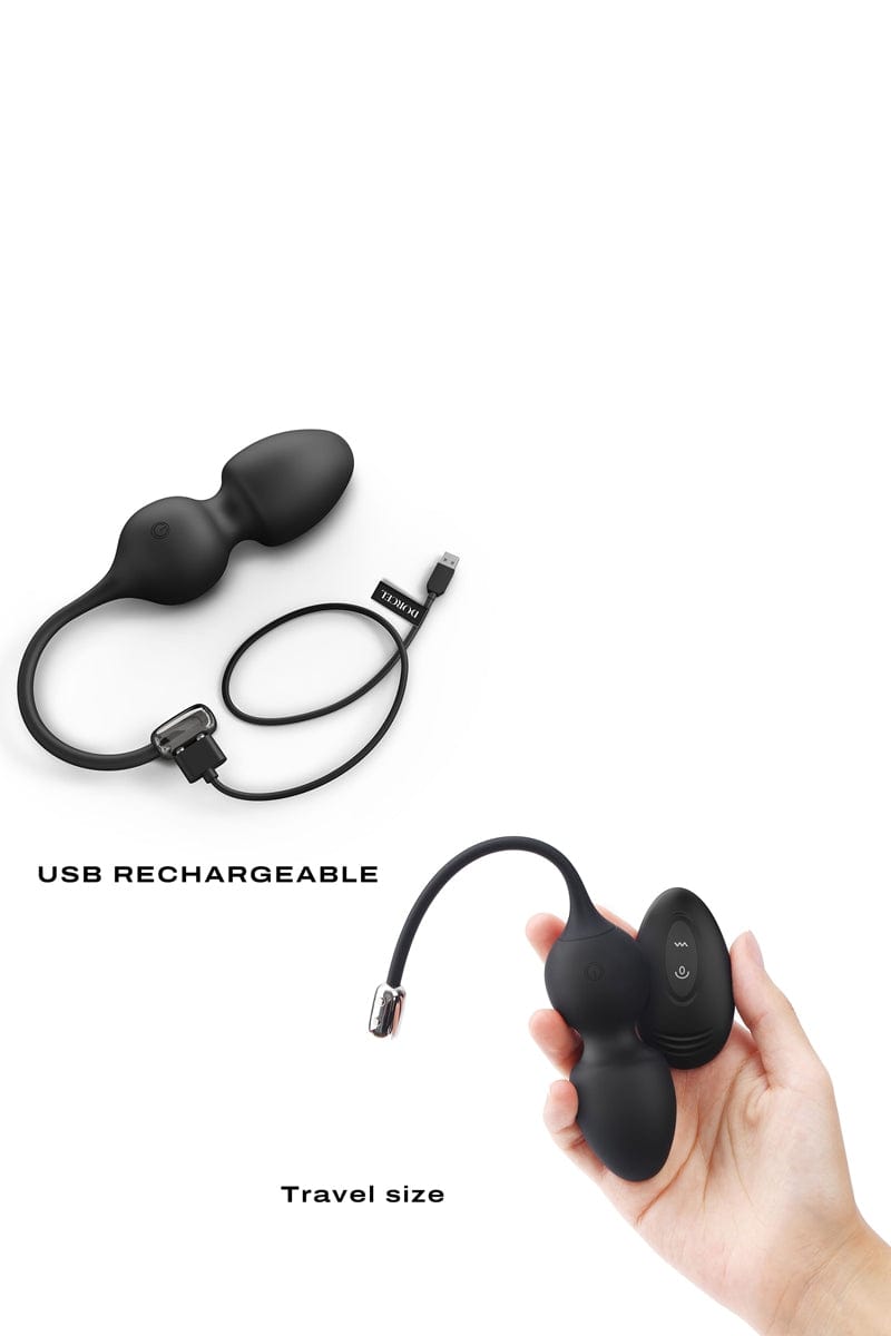 Love balls télécommandées noires boules de kegel connecté couple - Dorcel