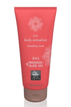 Lubrifiant & gel de massage parfum Fraise longue durée 200 ml - Shiatsu