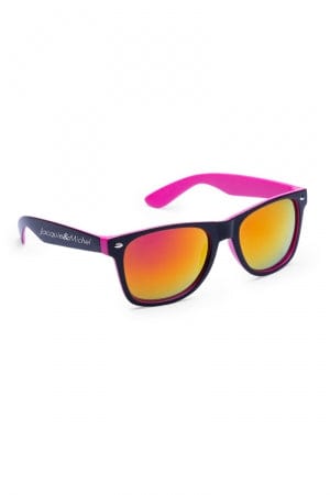 Lunettes noires personnalisées J&M fuchsia et noir - Jacquie et Michel