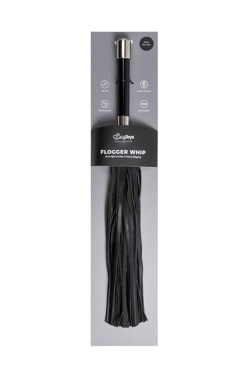 Martinet 40 lanières en cuir synthétique avec poignée métal - Easytoys Fetish Collection