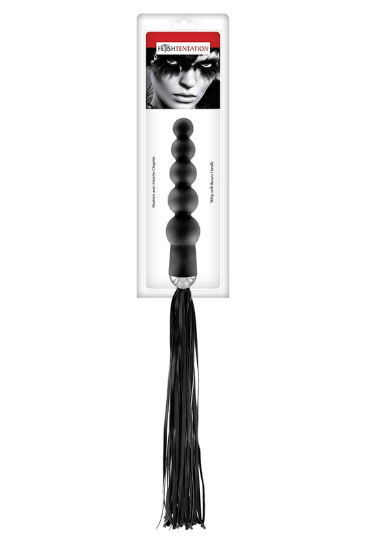 Martinet chapelet anal double cuir fonction 2 en 1- Fetish Tentation
