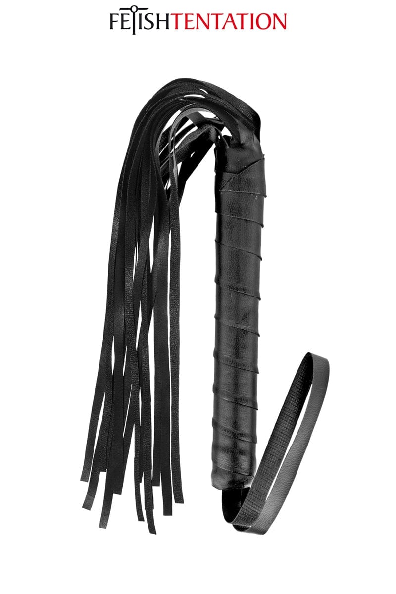 Martinet noir avec 13 lanières douces avec dragonne - Fetish Tentation