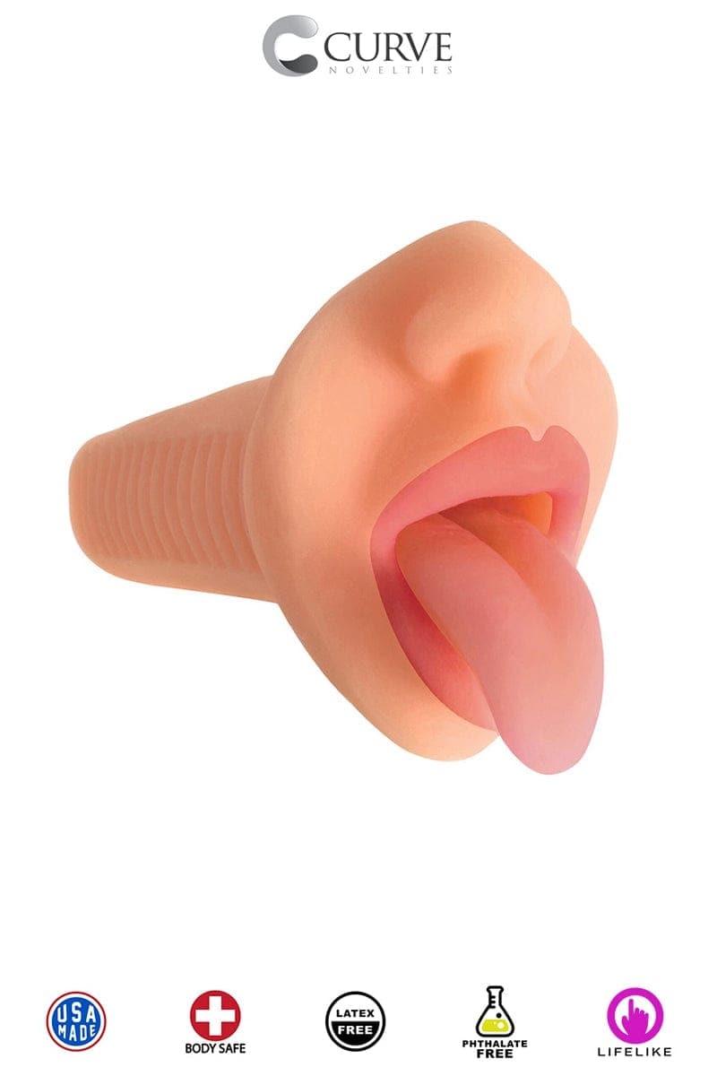 Masturbateur bouche vibrante spéciale fellation Courtney 16,8cm - Curve Novelties