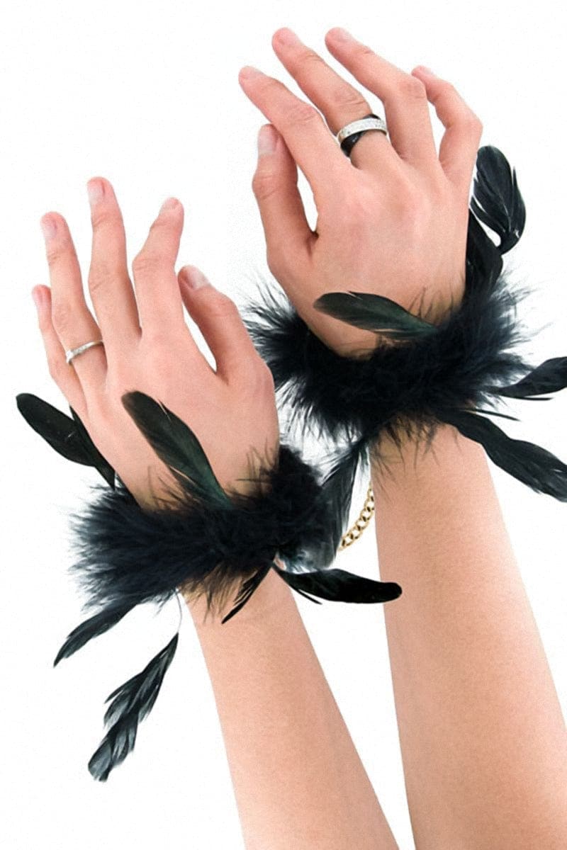 Menottes à plumes de luxe plumes naturelles chaine dorée - Sweet Caress