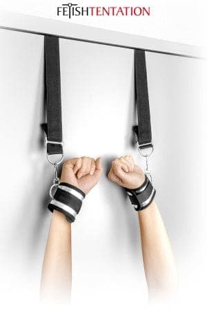 Menottes BDSM avec sangles de suspension de porte ajustables - Fetish Tentation