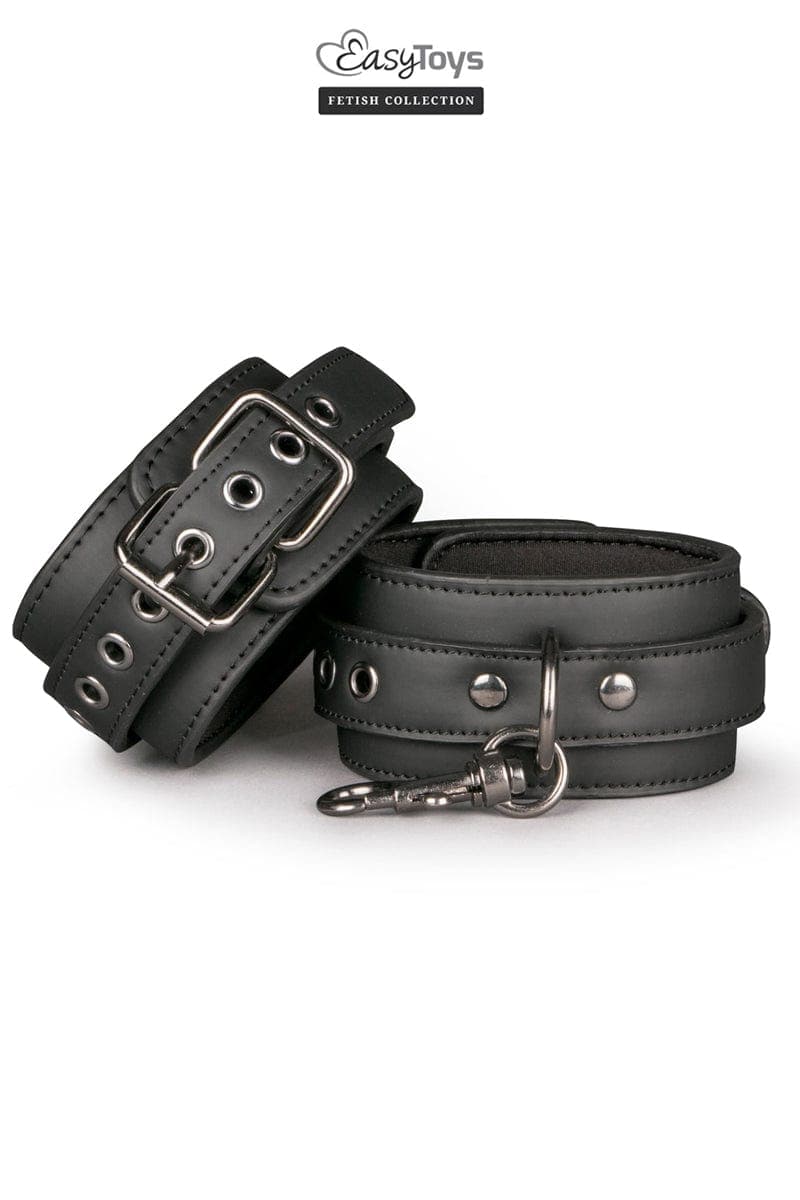 Menottes BDSM en cuir synthétique pour cheville + coffret - Easytoys