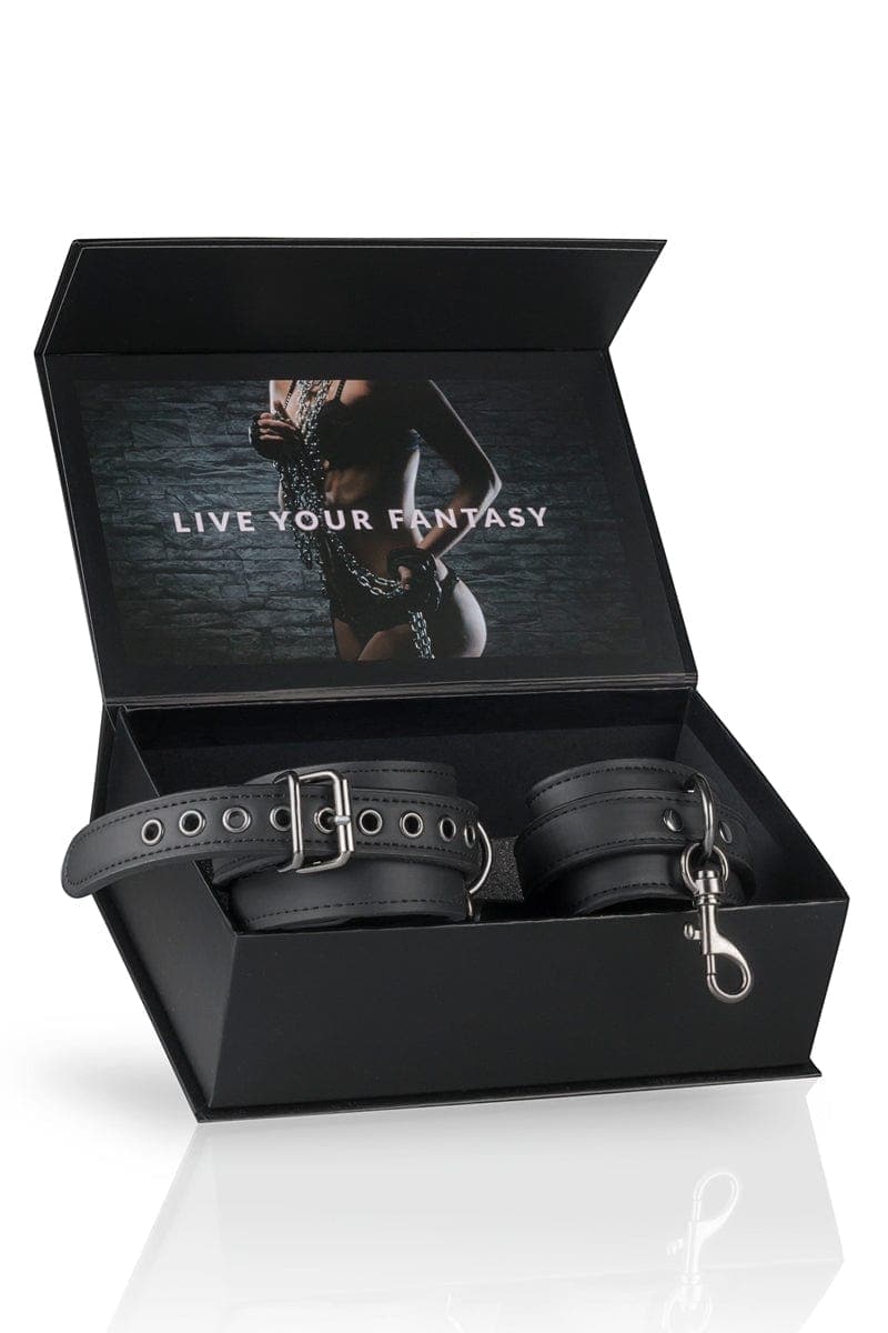 Menottes BDSM en cuir synthétique pour cheville + coffret - Easytoys