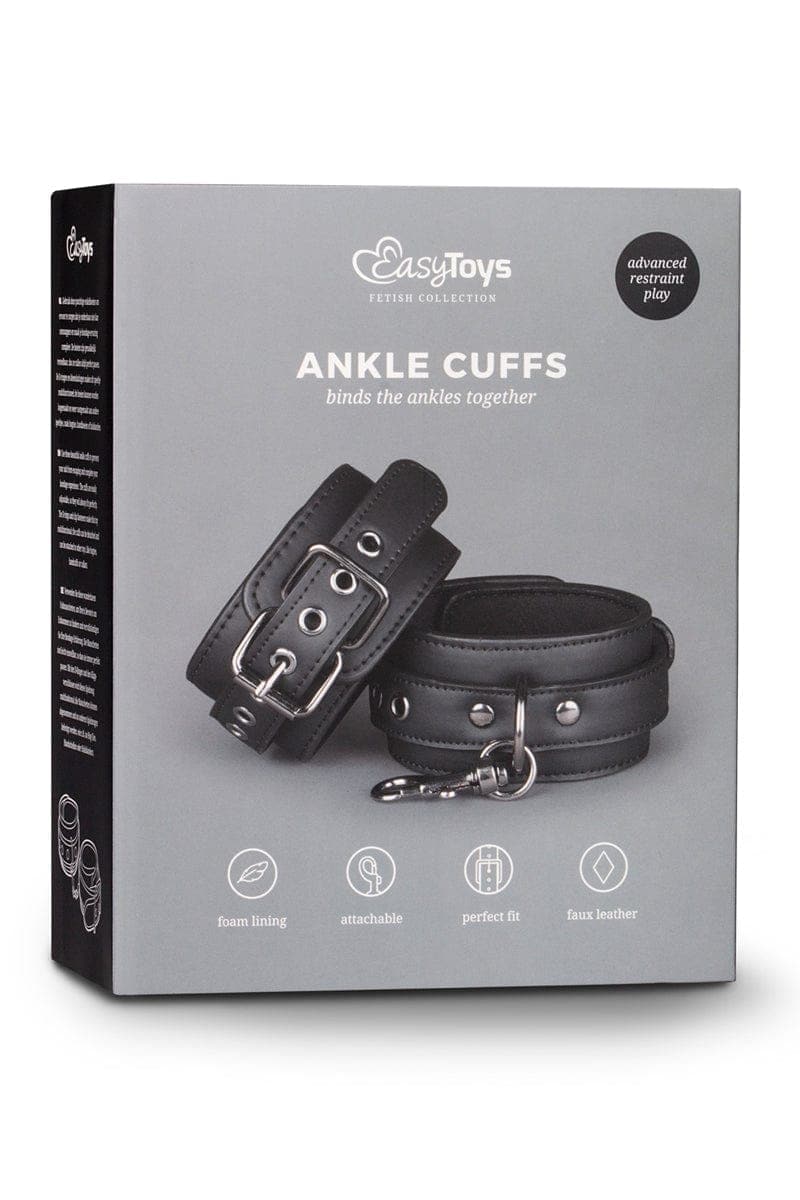 Menottes BDSM en cuir synthétique pour cheville + coffret - Easytoys