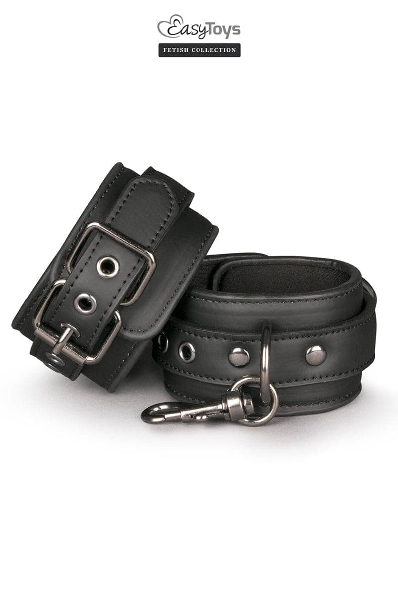 Menottes de bondage cuir synthétique grande qualité pour poignets - Easytoys