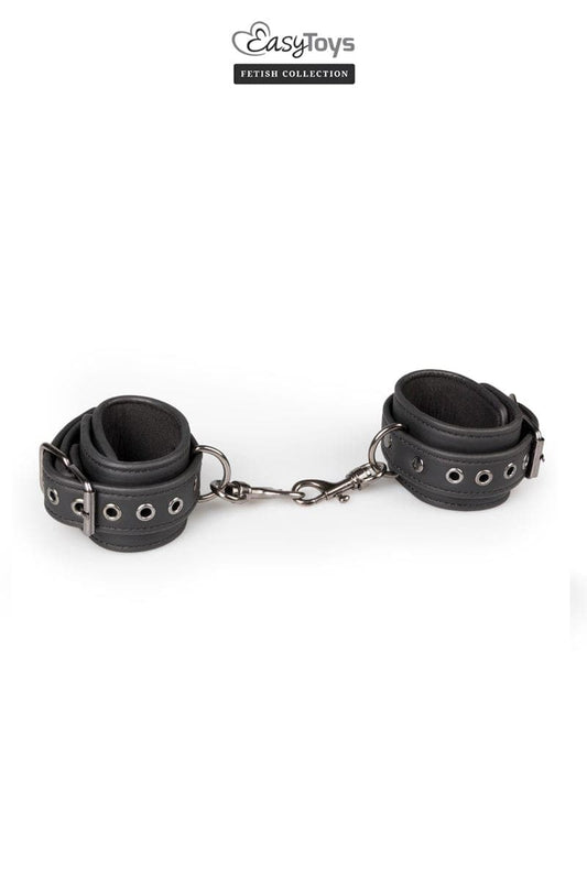 Menottes de bondage cuir synthétique grande qualité pour poignets - Easytoys