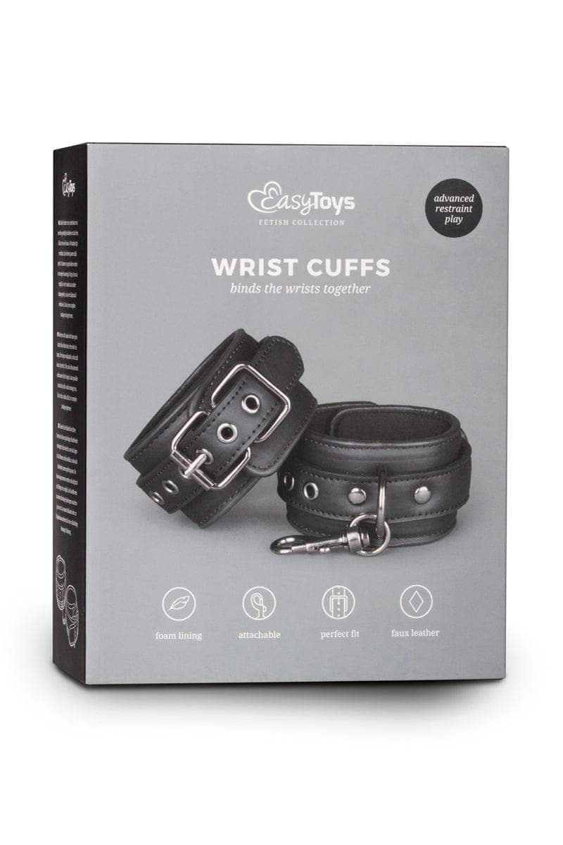 Menottes de bondage cuir synthétique grande qualité pour poignets - Easytoys