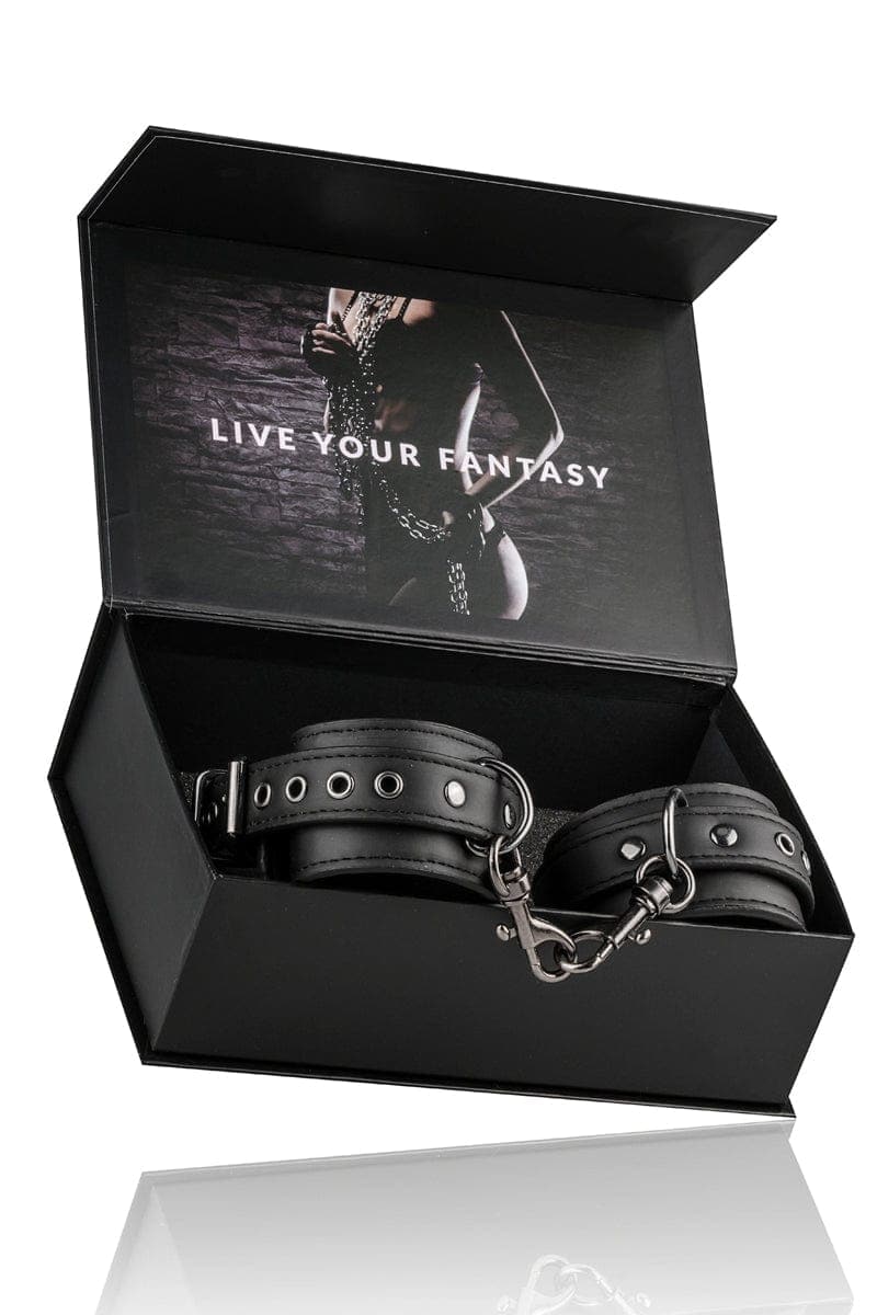 Menottes de bondage cuir synthétique grande qualité pour poignets - Easytoys