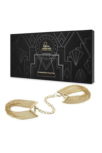 Menottes de mailles bijou érotique métalliques dorées - Bijoux Indiscrets