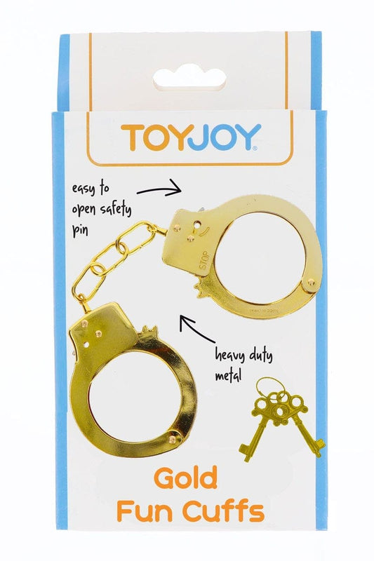 Menottes en métal doré pour jeu bondage réglables + 2 clés fournies - Toy Joy