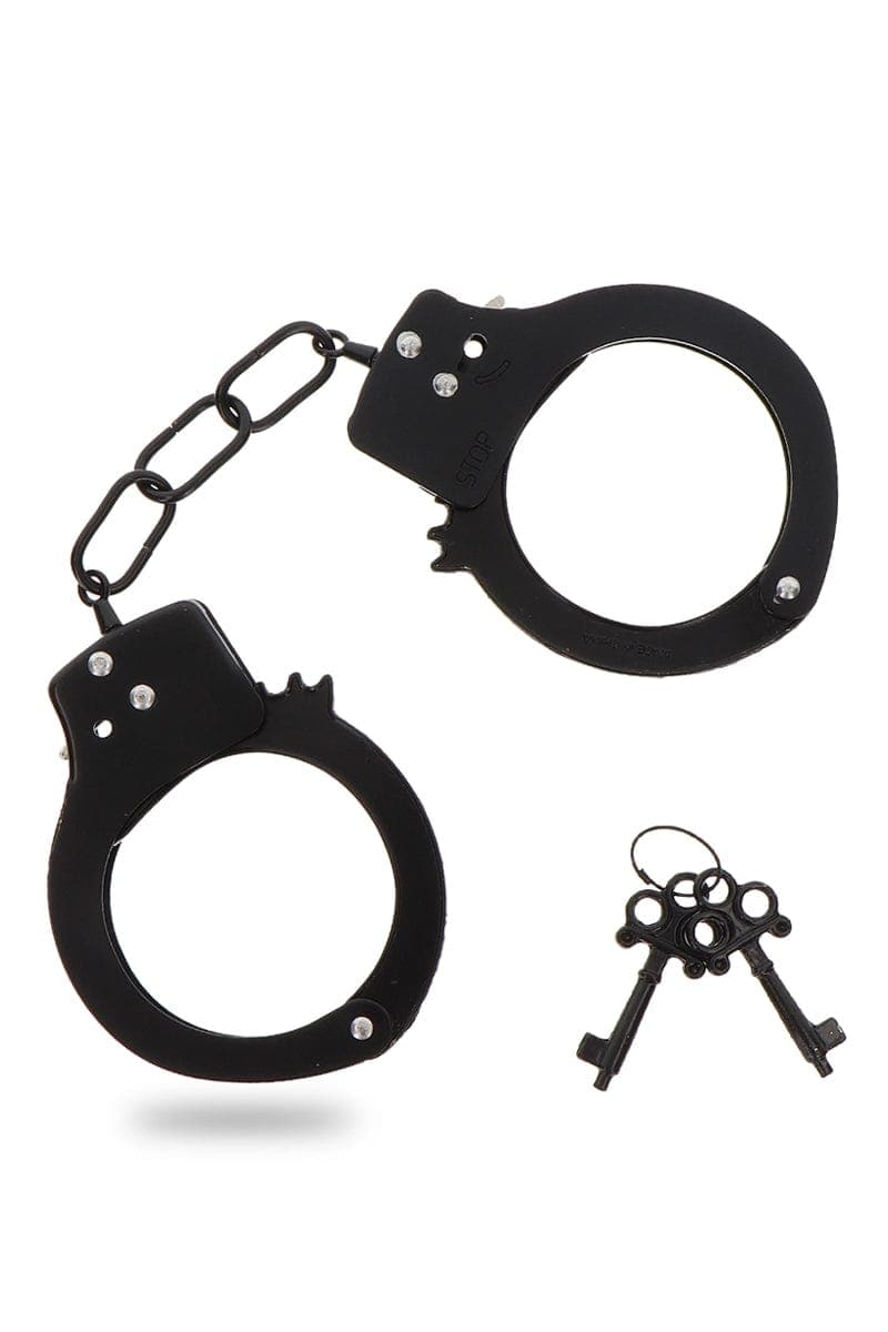 Menottes en métal noir réglables jeu bdsm + 2 clés fournies - Toy Joy
