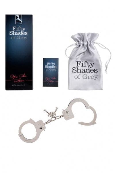 Menottes métal argenté réglables bdsm soumission + pochon - Fifty Shades Of Grey