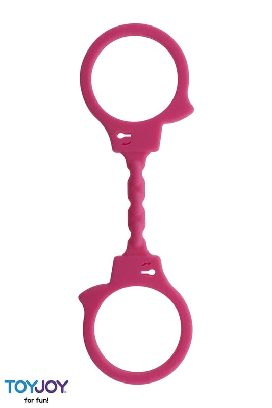 Menottes poignets et chevilles en silicone doux rose stretchy - Toy Joy