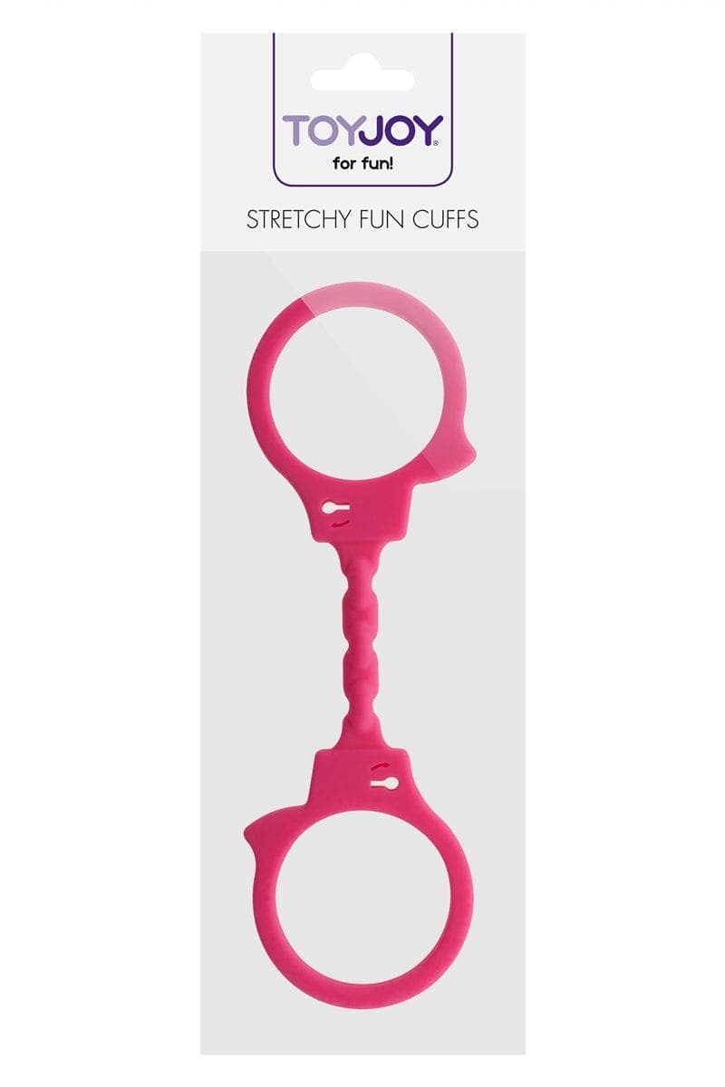 Menottes poignets et chevilles en silicone doux rose stretchy - Toy Joy