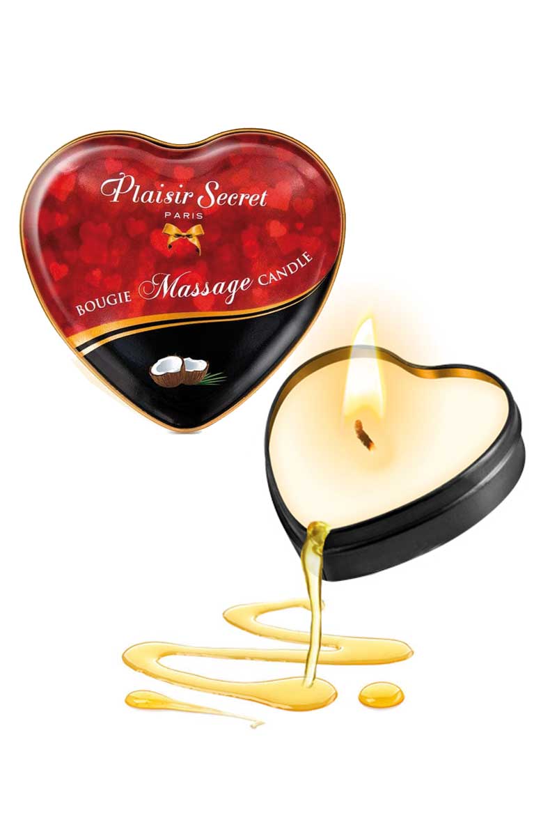 Mini bougie de massage coeur Noix de Coco - Plaisir Secret