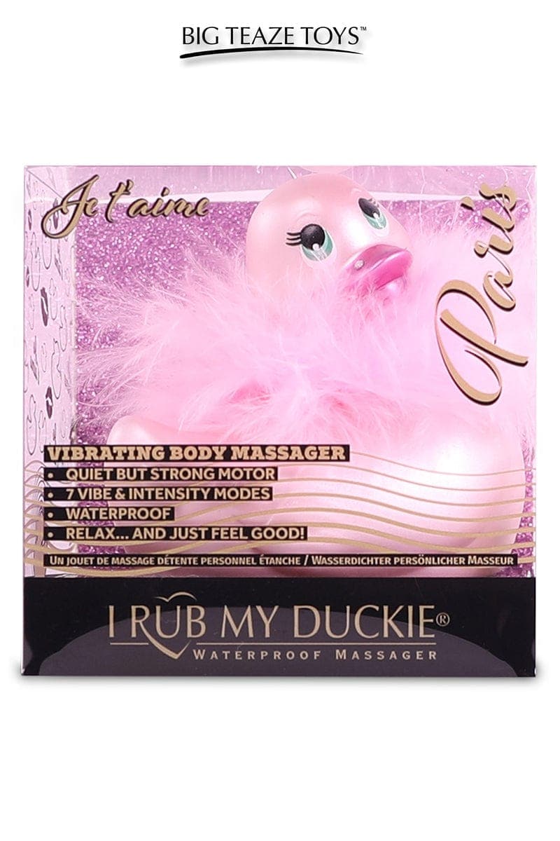 Mini canard vibrant avec plume rose Duckie Paris moteur puissant et silencieux - Big teaze toys