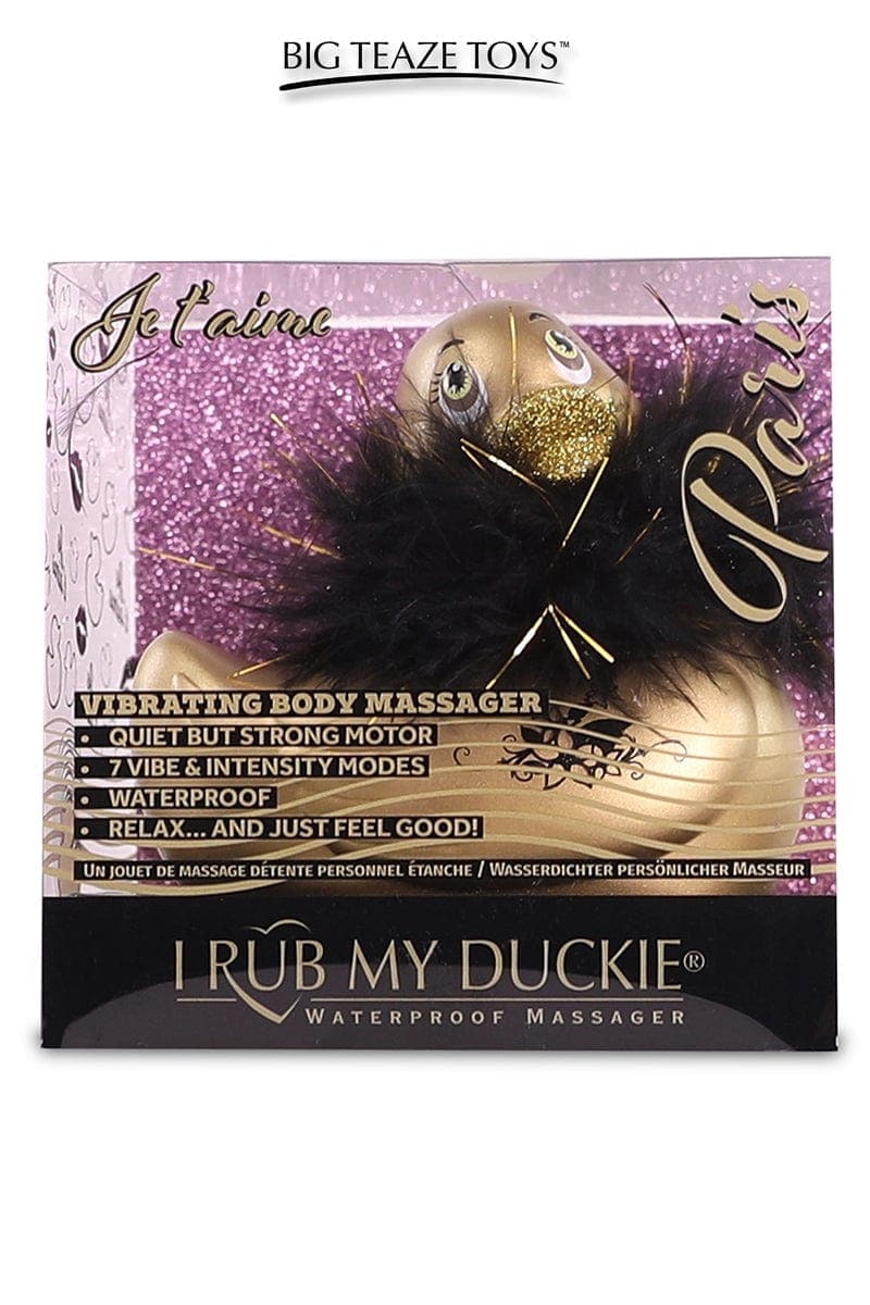 Mini canard vibrant Duckie Paris doré 7 modes + pile - Big teaze toys