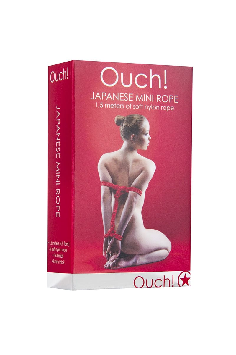 Mini corde de bondage 1,5m en nylon rouge pour noeuds de shibari - Ouch
