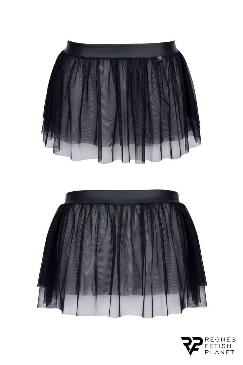Mini jupe noire en maille transparente pour hommes - Regnes