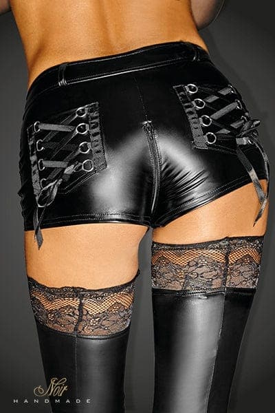 Mini short sexy pour femme avec braguette intime Selfish - Noir Handmade