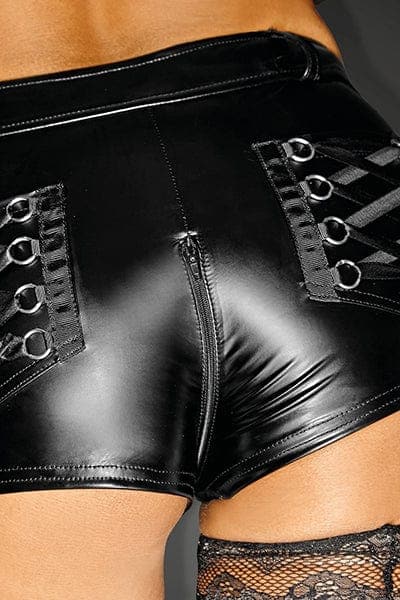 Mini short sexy pour femme avec braguette intime Selfish - Noir Handmade