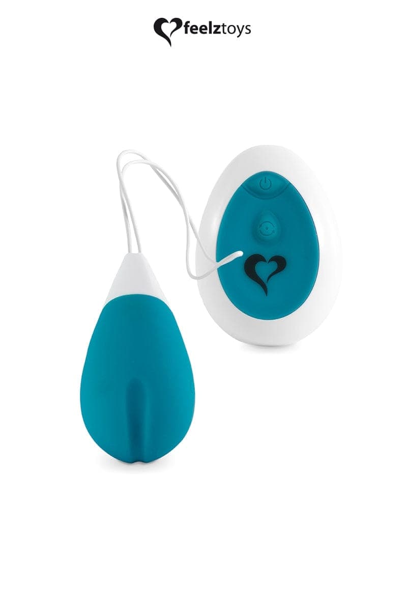 Oeuf vibrant stimulation vaginale et clitoridienne turquoise - Feelztoys