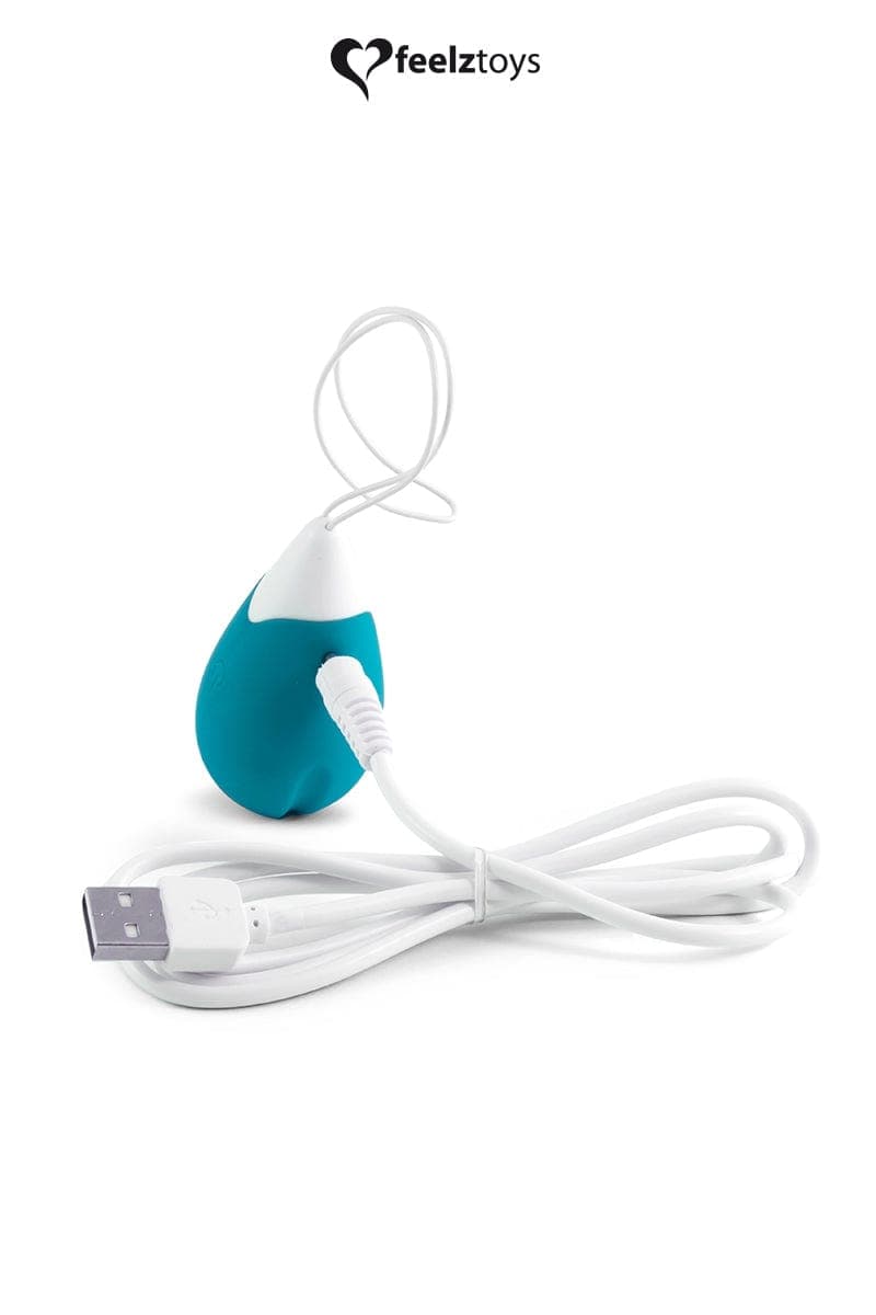 Oeuf vibrant stimulation vaginale et clitoridienne turquoise - Feelztoys